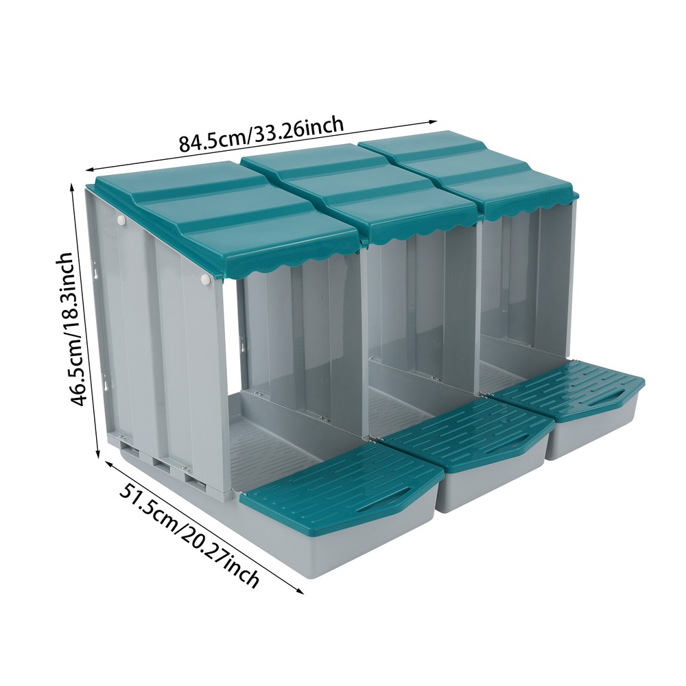Modern Chicken Laying Box 3-Compartment Chicken Nesting Box with Egg Collection