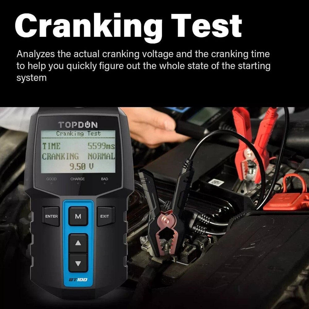🔥2025 TOPDON BT100 Car Battery Tester 12V Load Tester Charging System Analyzer