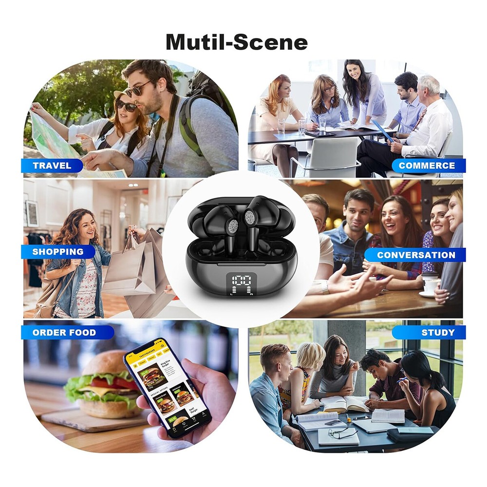 144 Language Translator Earbuds Bluetooth 5.3 Two Way Instant Translation Device