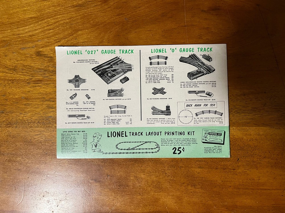 LOOK! 1954 LIONEL ACCESSORIES Catalog / Brochure - MINT