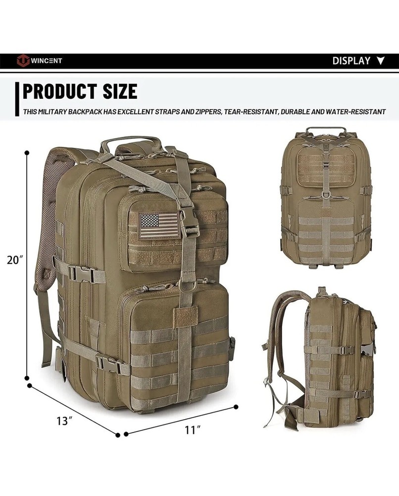 WINCENT Multi Function Military Tactical Assault Backpack w/Double Stitch ✅🔥✅