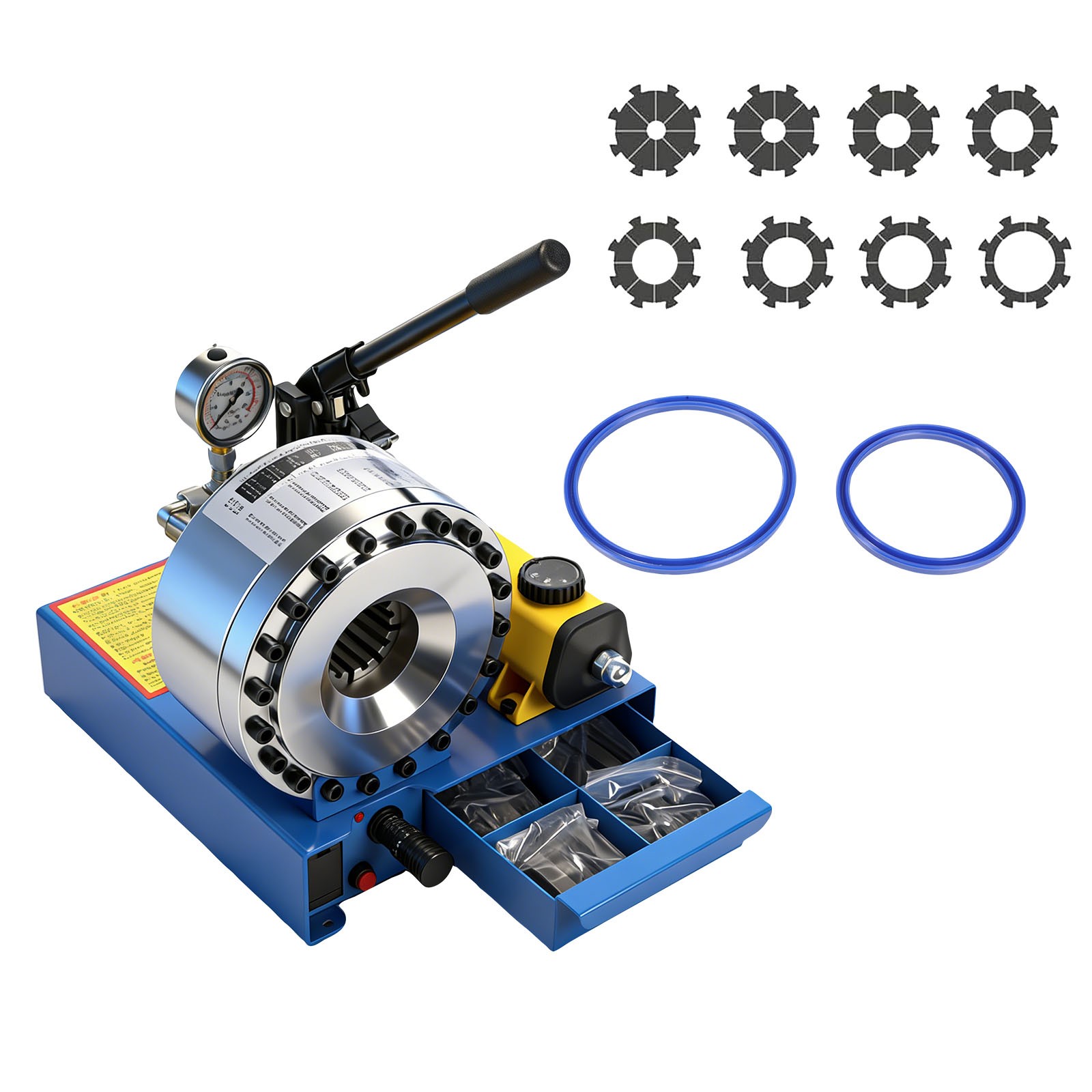 5600KN Hydraulic Hose Crimper Pipe Clamping Machine w/ 8 Sets Dies 10mm-30mm USA