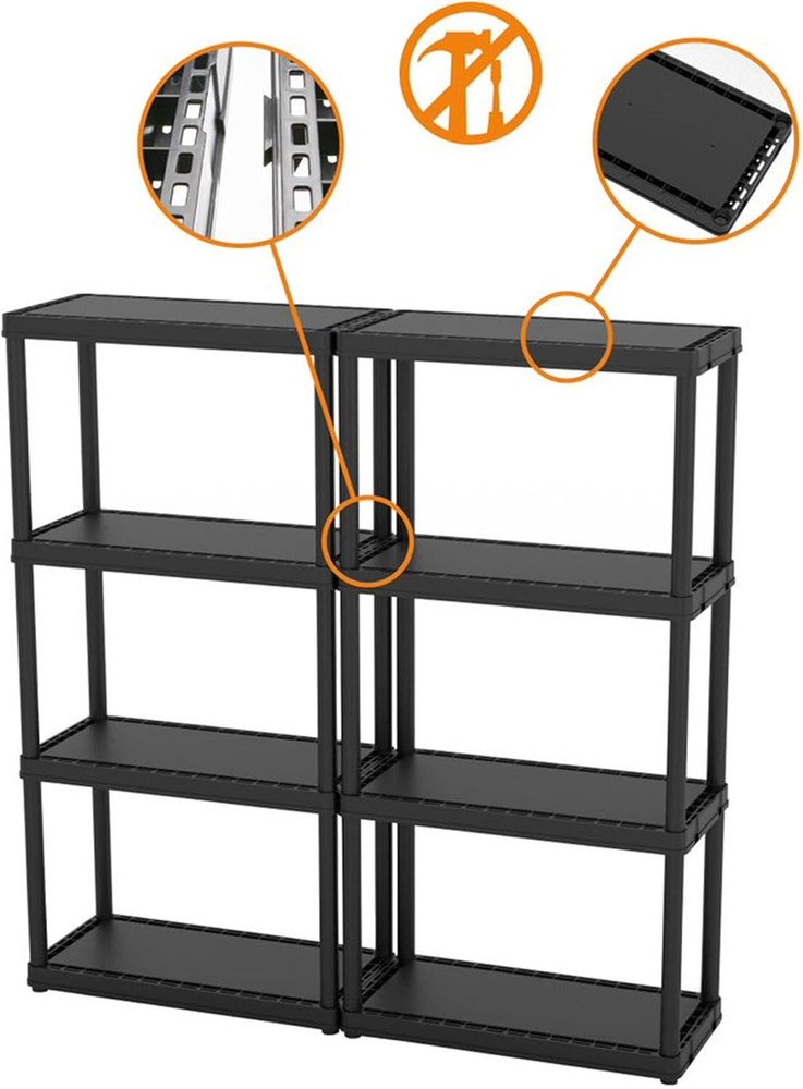 4 Shelf Fixed Height Solid Light Duty Storage Unit 12 X 24 X 48" for Home, Garag