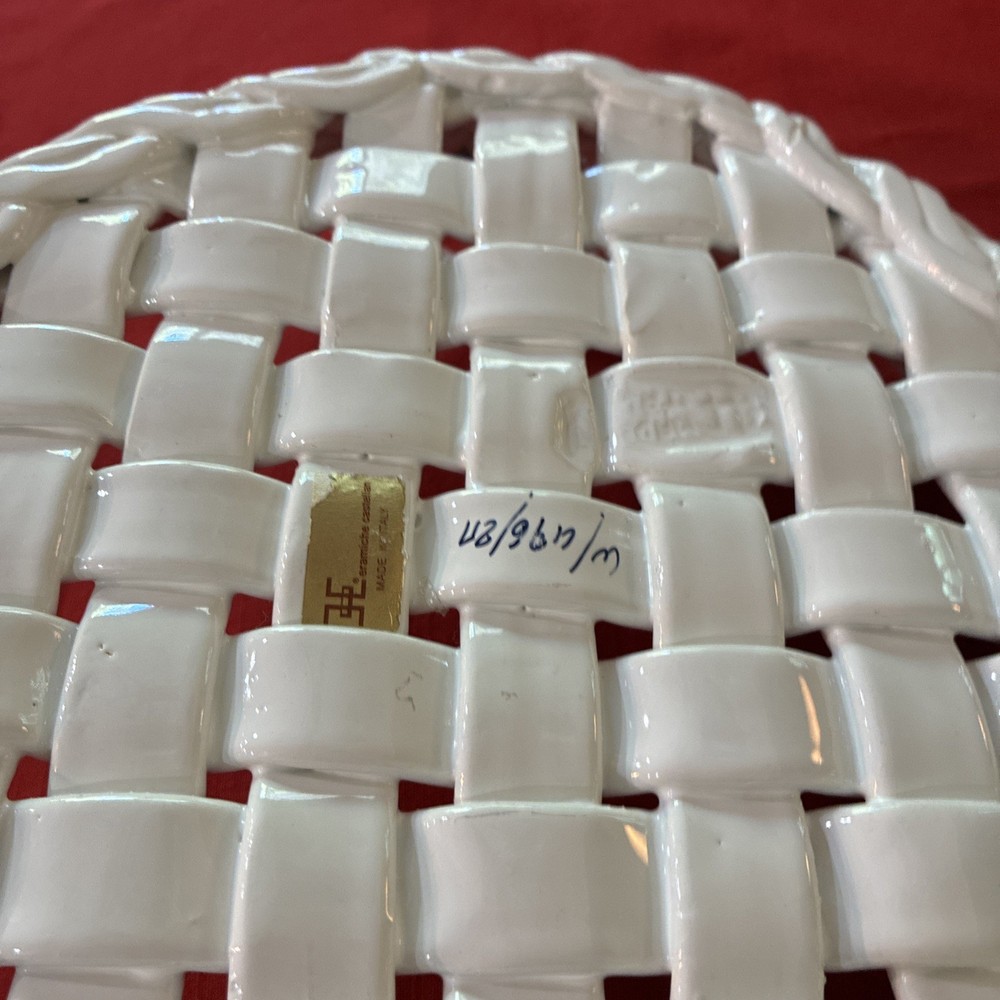 Italian Woven Ceramic Tray/ Dish White