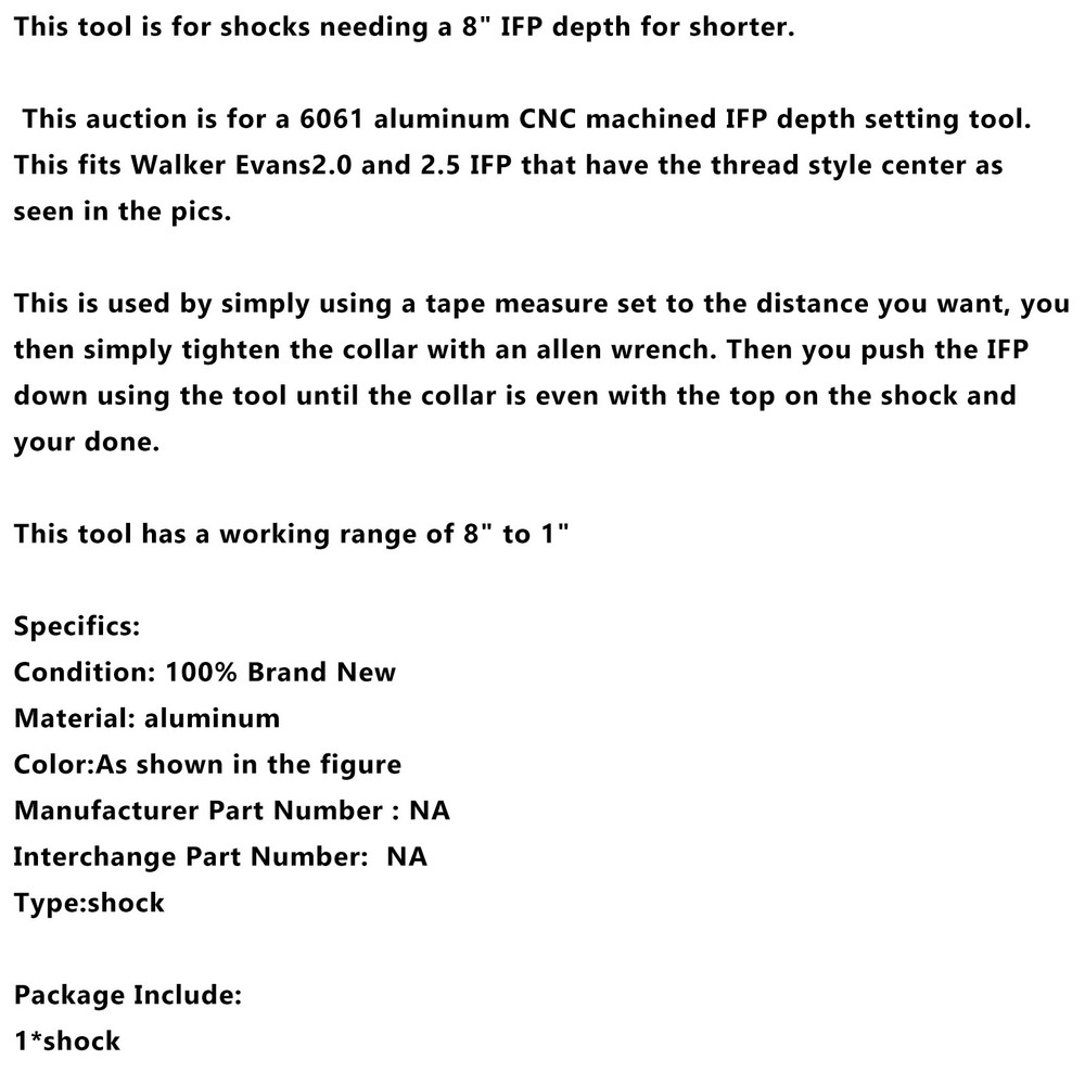 8" Adjustable IFP installation/Removal tool-Shock Depth setting For Walker Evans