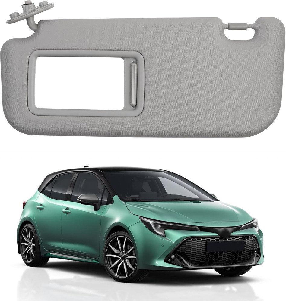 Gray Left Driver Side Sun Visor with Vanity Mirror Compatible with Toyota Coroll