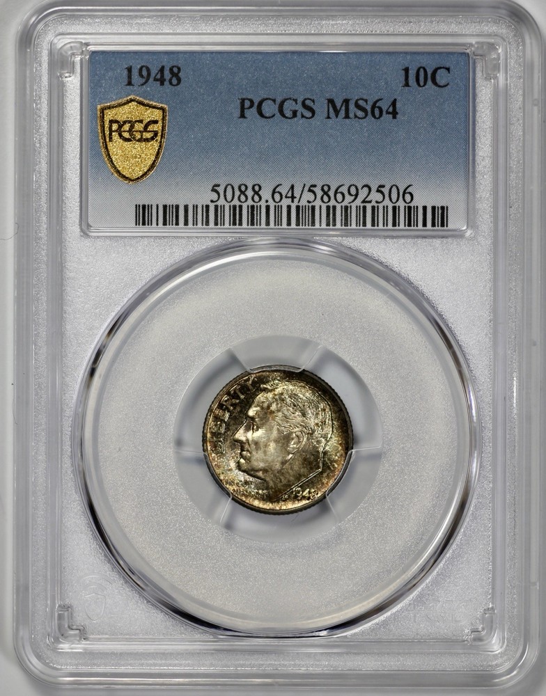 1948 Roosevelt 10c Silver Dime PCGS MS 64