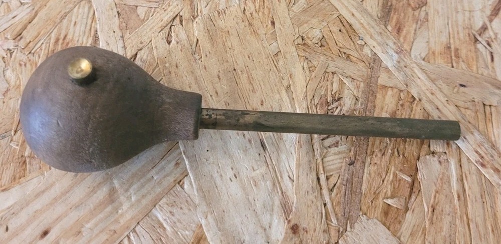 Vintage Small Caliber Wood And Brass Muzzle Loader Ball Starter