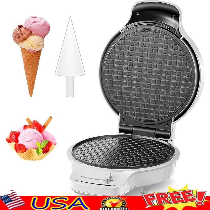 Non-Stick Waffle Cone Maker Adjustable Temperature Double-Sided Efficient Baking