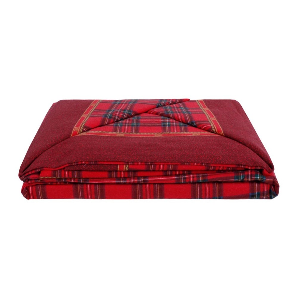 Red Scottish Print Cotton Double Sheets