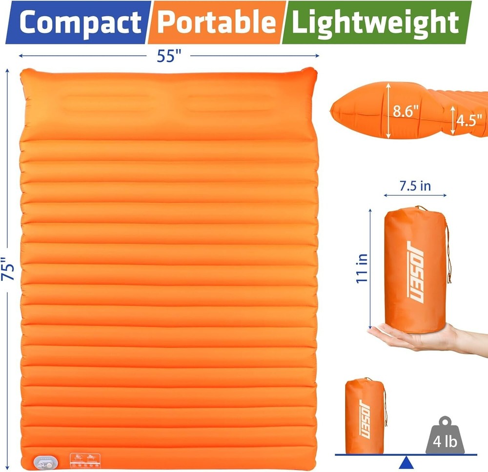 Electric Sleeping Pad for Camping, Automatic Inflatable Camping Mattress