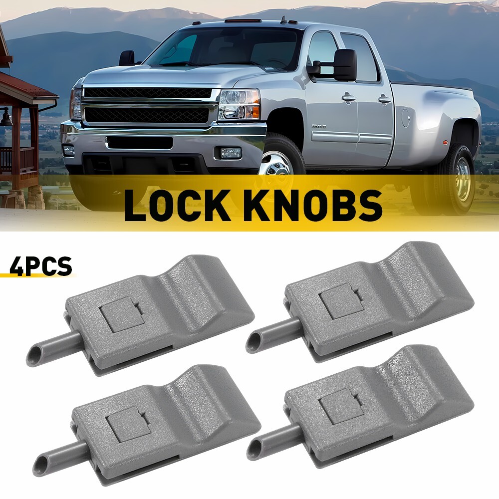 4PCS Door Lock Knobs Front/Rear for 2007-2013 Chevy Silverado GMC Yukon Escalade