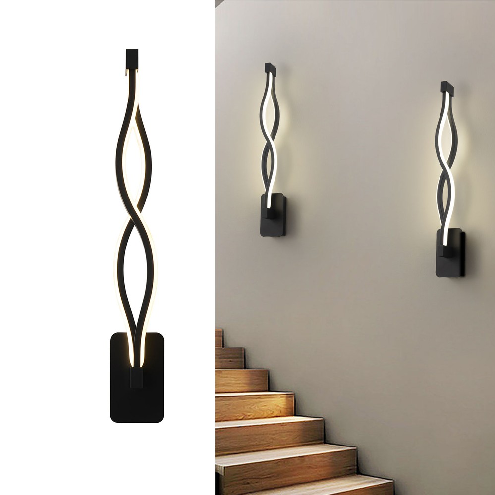 Modern 16W LED Wall-mounted Light Lamp Dimmable Black+Clear Wall Sconce Lighting