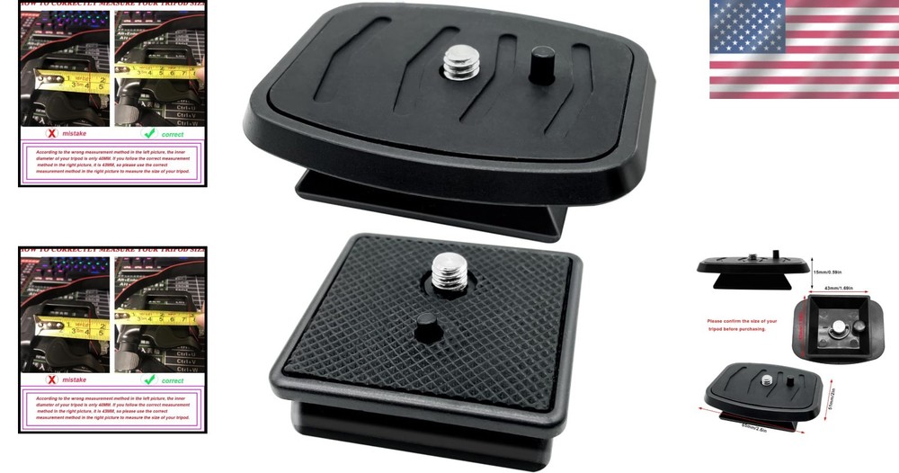 Compatible 41mm & 43mm Tripod Quick Release Plates - Easy Install for Secure Fit