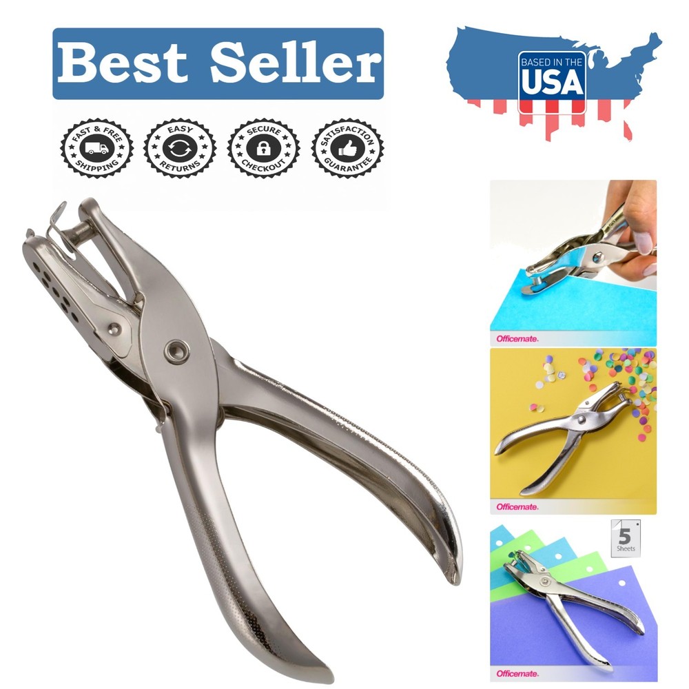 Efficient Manual Hole Punch - 5 Sheet, 0.25 Inch, Compact Silver Design