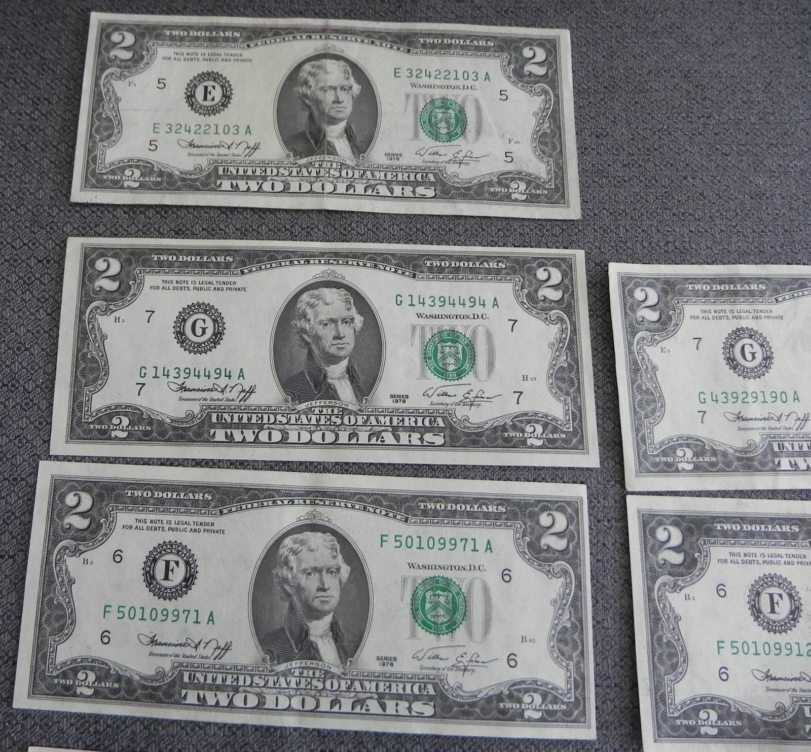 United States $2 Bill LOT Of 20 -1976 9-Uncirculated Sequential Numbers 11-VG !!
