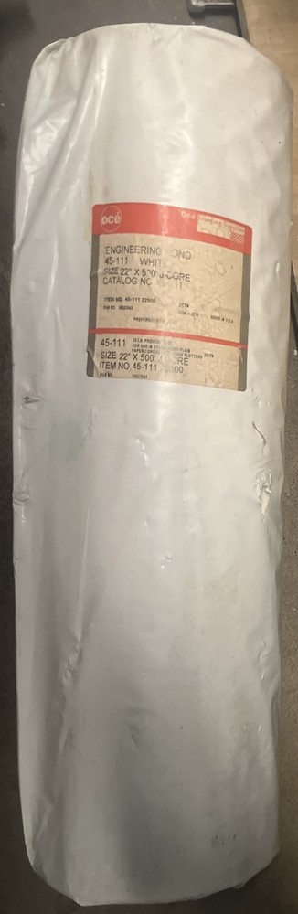 Oce Engineering Bond Copier/ Laser Plotters Paper 45-111 Size 22”x 500' White