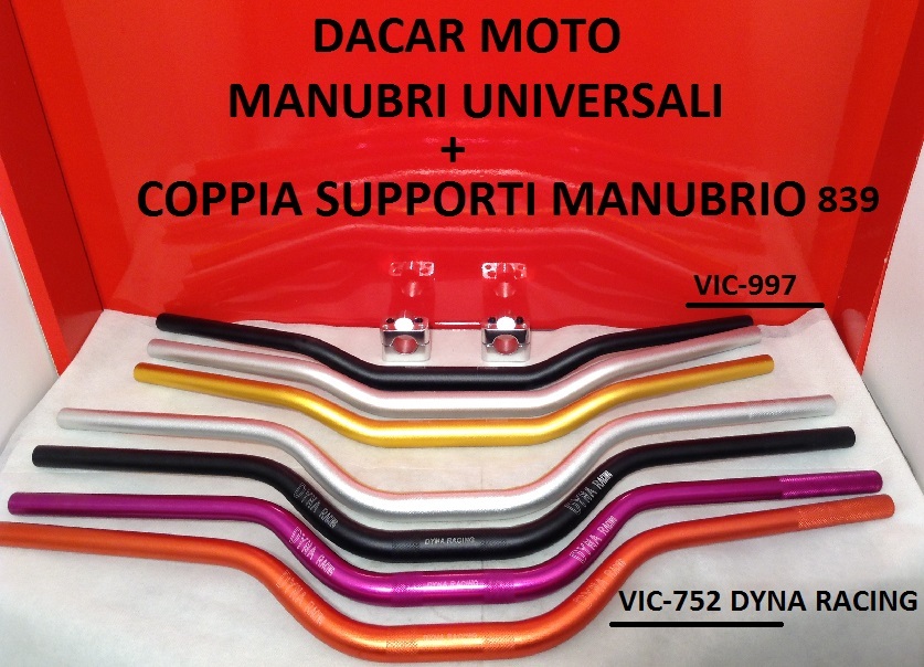 UNIVERSAL HANDLEBAR VARIABLE SECTION 22mm/28mm + PAIR RISERS ALUMINUM