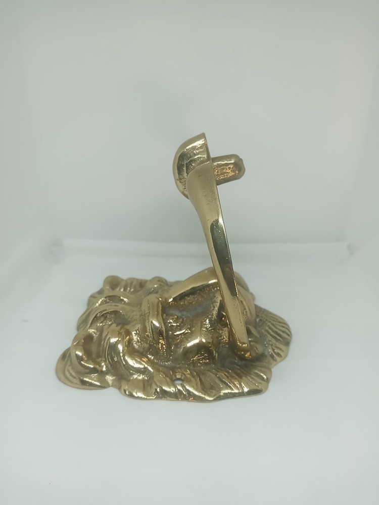 Vtg. Brass Cast Lion Head Door Knocker. Solid. Heavy.