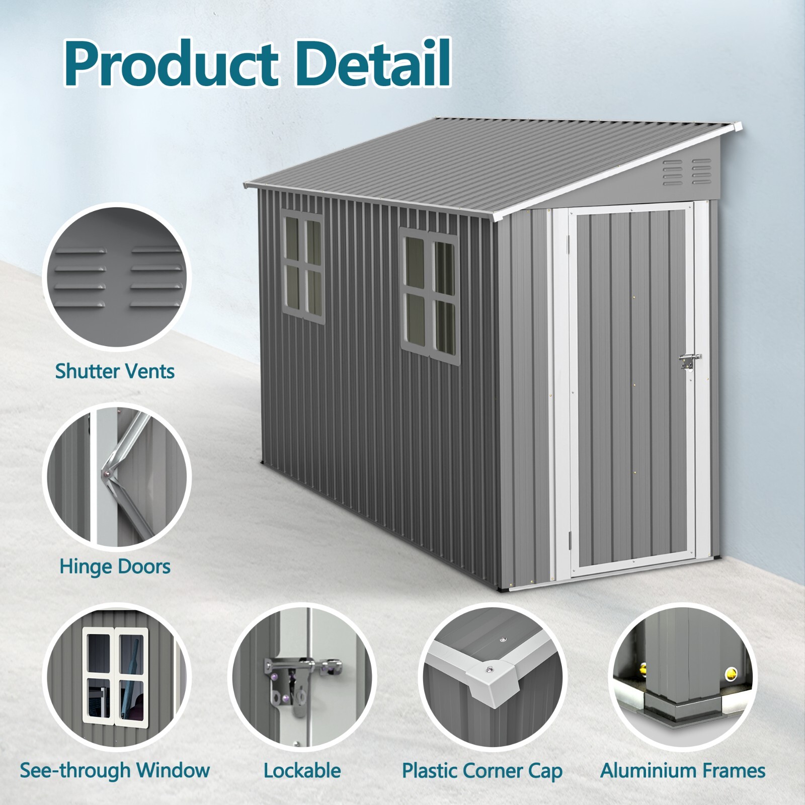4'x10' Metal Outdoor Storage Shed Large Garden Tool Shed w/Floor Kit & 2 Windows