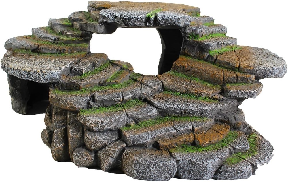 Realistic Shale Scape Step Ledge – Ideal Hideout for Aquatic & Terrestrial Pets