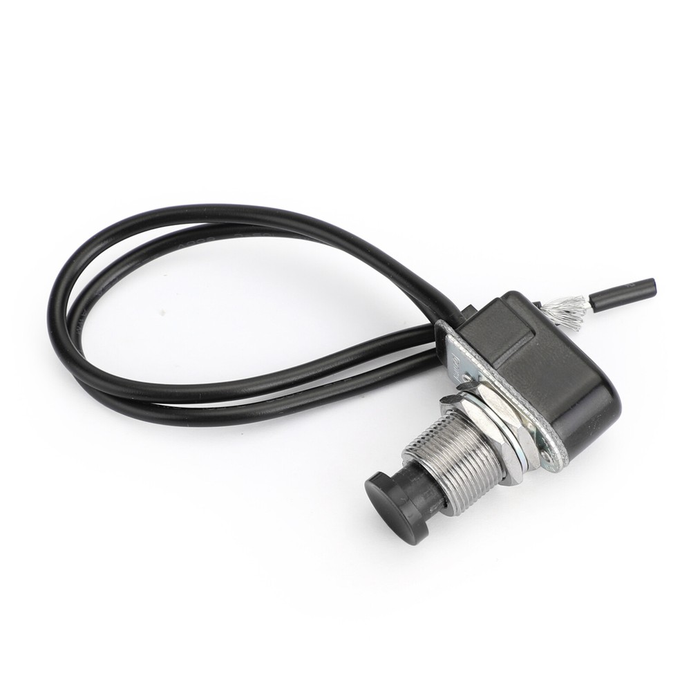 1pc Normally Open Momentary Self-resetting Push Button Reset Switch w/Wire Black