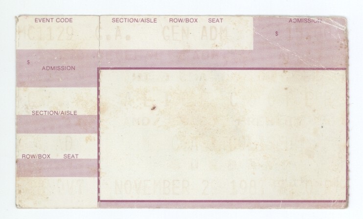 Alice Cooper & Ace Frehley 11/29/87 Biloxi MS Rare Ticket Stub Kiss