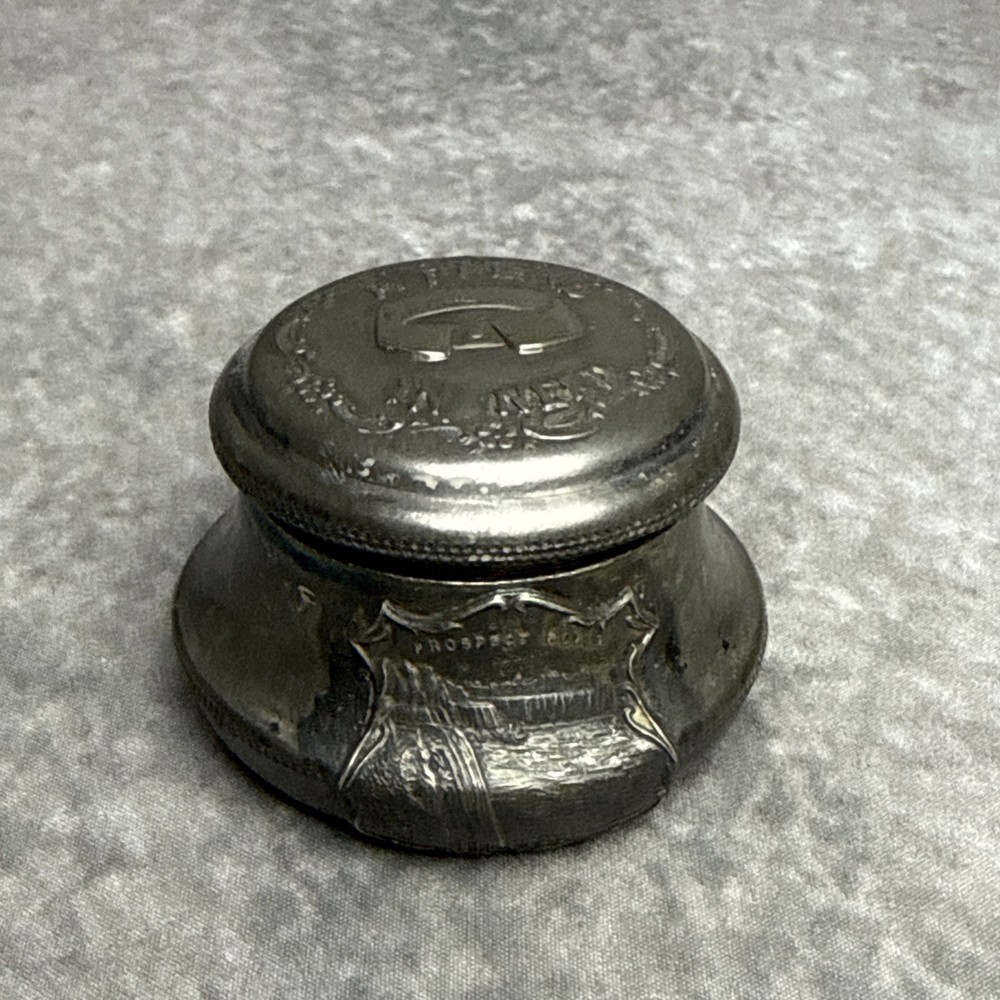 Antique K & Co Quadruple Plate Silver Trinket Box Niagara Souvenir