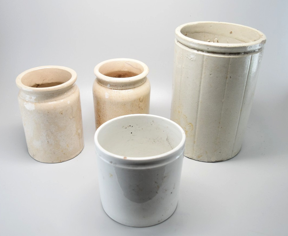 Vintage Stoneware Storage Jars X4