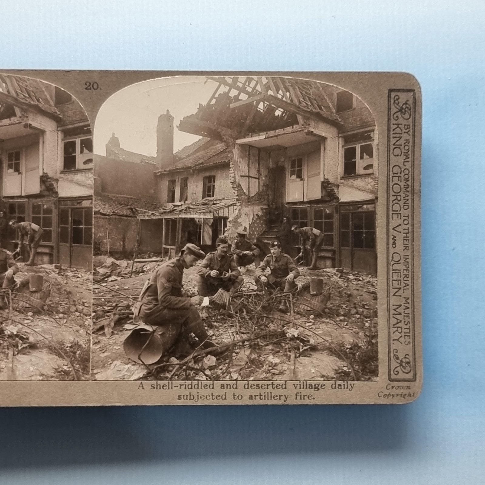 WW1 Military Stereoview C1916 Real Photo France Tommy Troops Smoke Break