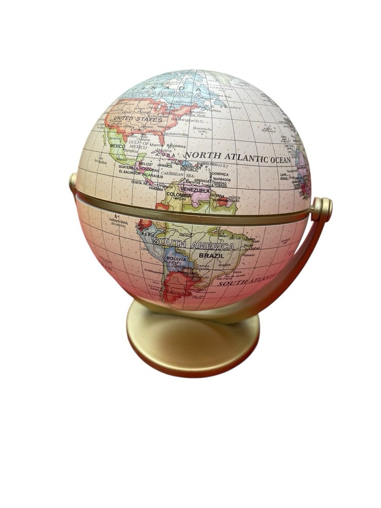 Antique Earth Mini Globe Rotating And Swivels