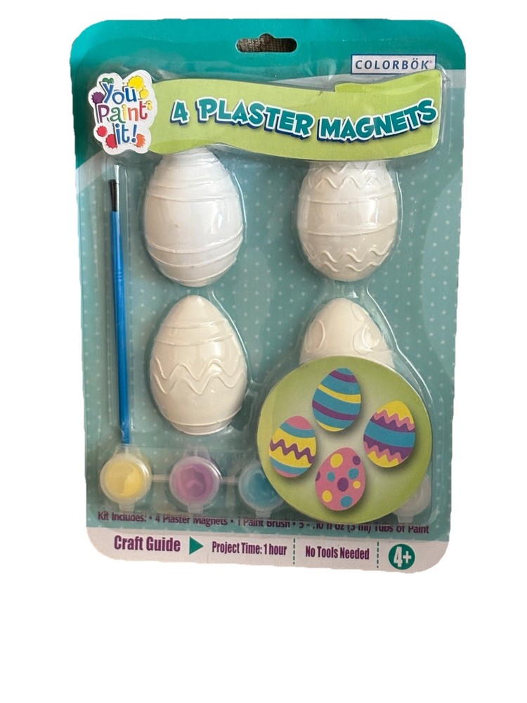 NEW Vtg Paintable Plaster Easter Magnets Kit Eggs