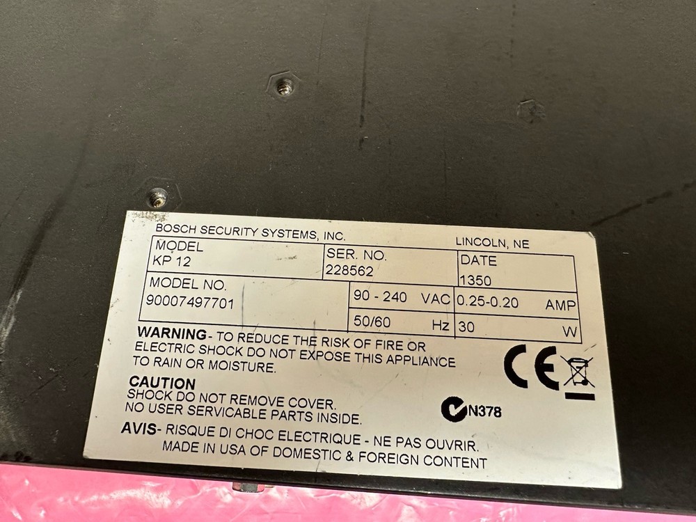 RTS Telex Bosch KP-12 12 Position Intercom Key Panel Black