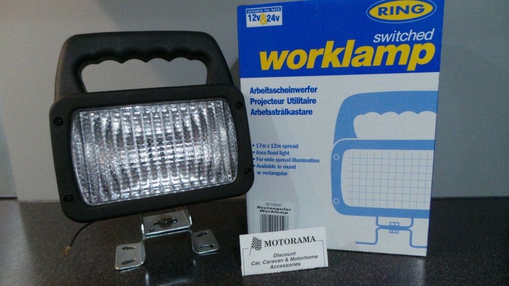 RING SWITCHED WORKLAMP 12/24 VOLT RCV9550 RECTANGULAR HALOGEN BRIGHT/LONG BEAM