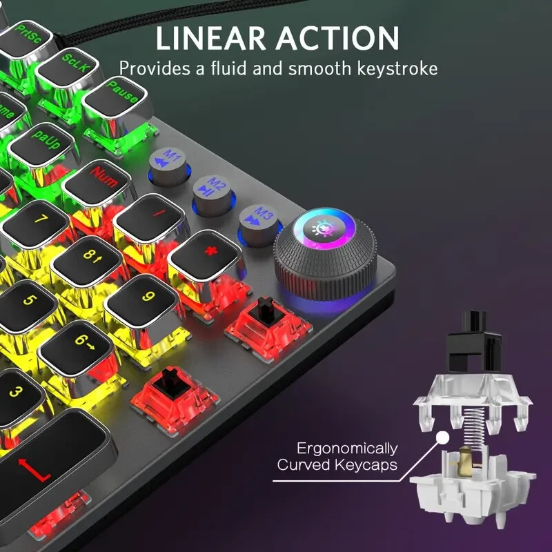 Mechanical Gaming Keyboard LED Rainbow Gaming Backlit