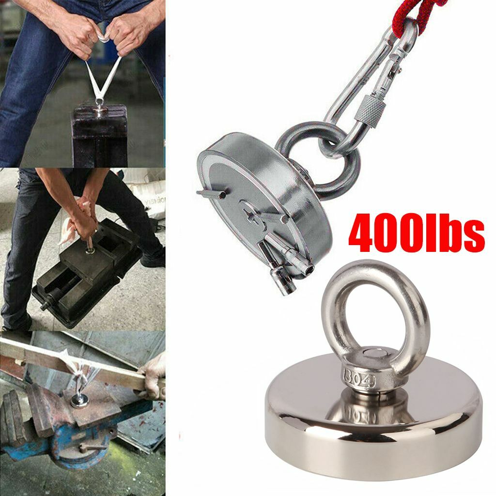 400LBS Neodymium Fishing Magnets Pulling Force Super Strong Round Rare Earth
