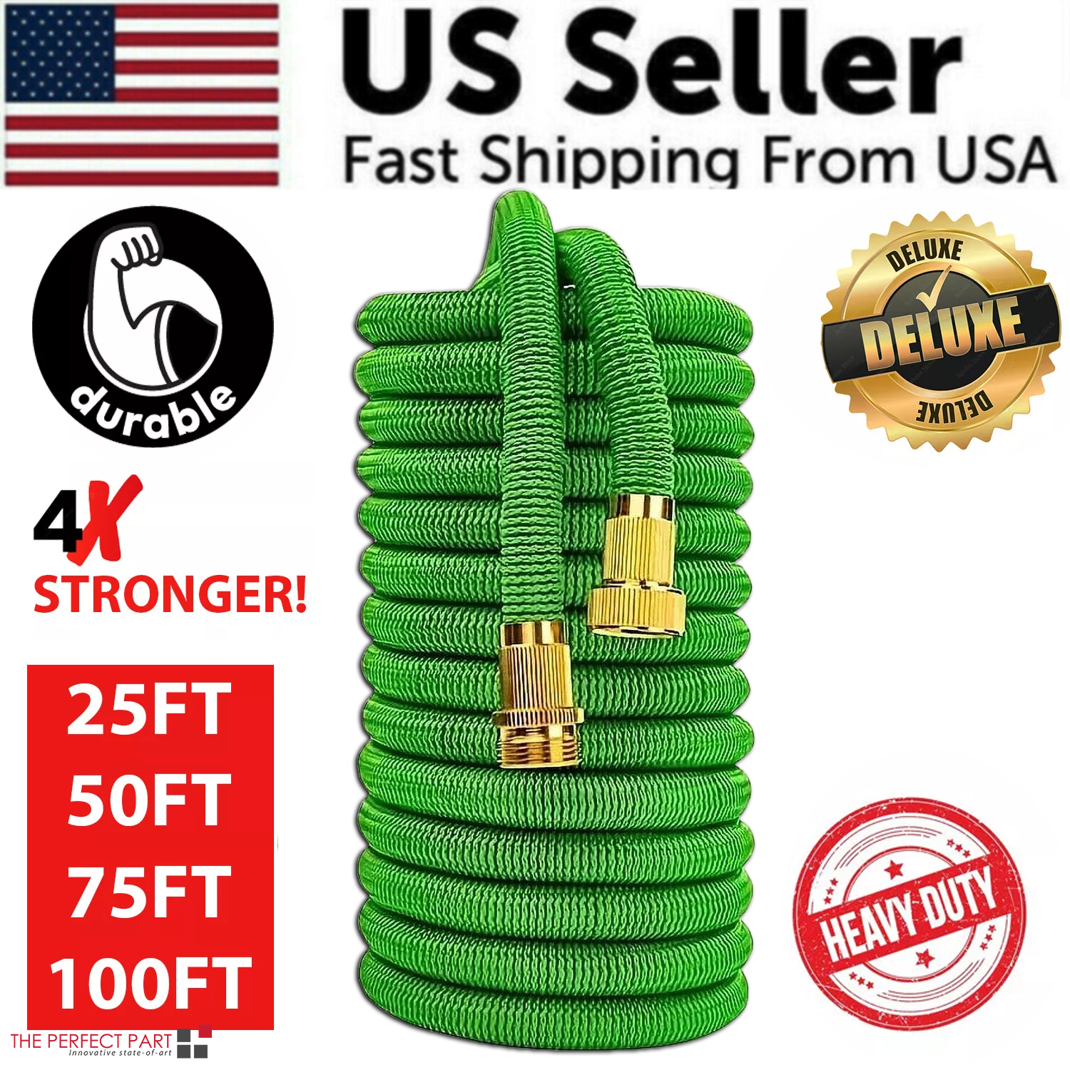 4X Stronger Deluxe Expandable Flexible Garden Hose Water Hose 25, 50, 75, 100FT