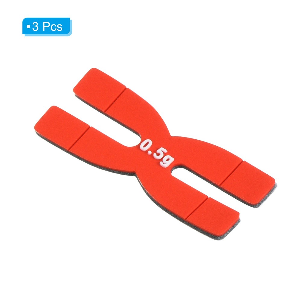 0.5g racket weight balance strips, 3pcs silicone, red