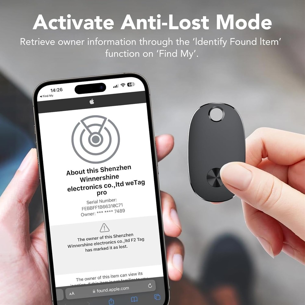 Tracker Tags-4 Pack, Bluetooth Tracker Works with Apple Find My APP (iOS Only),