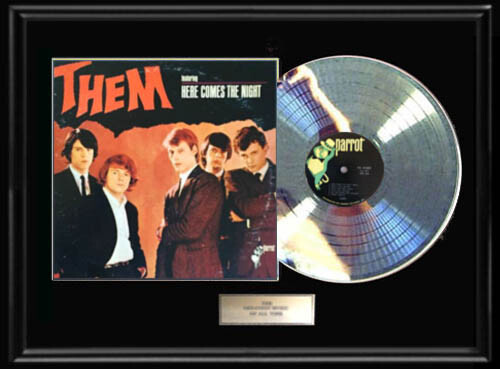 VAN MORRISON THEM FRAMED LP WHITE GOLD SILVER PLATINUM TONED RECORD VINYL