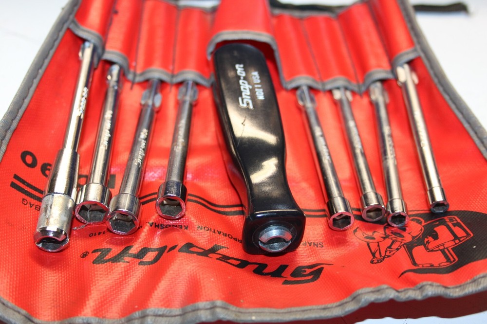 Snap-on Tools NDI90 RARE 9pc Hard Grip Interchangeable Nut Driver Set USA