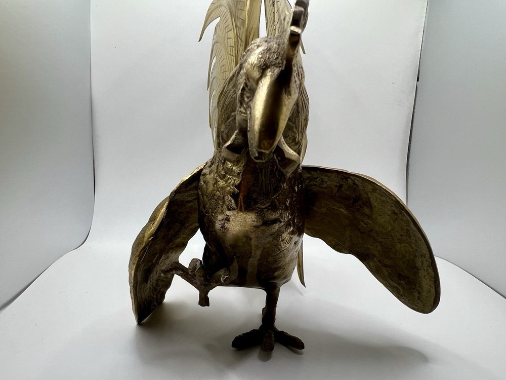 Brass Fighting Roosters Vintage Pair Solid Brass