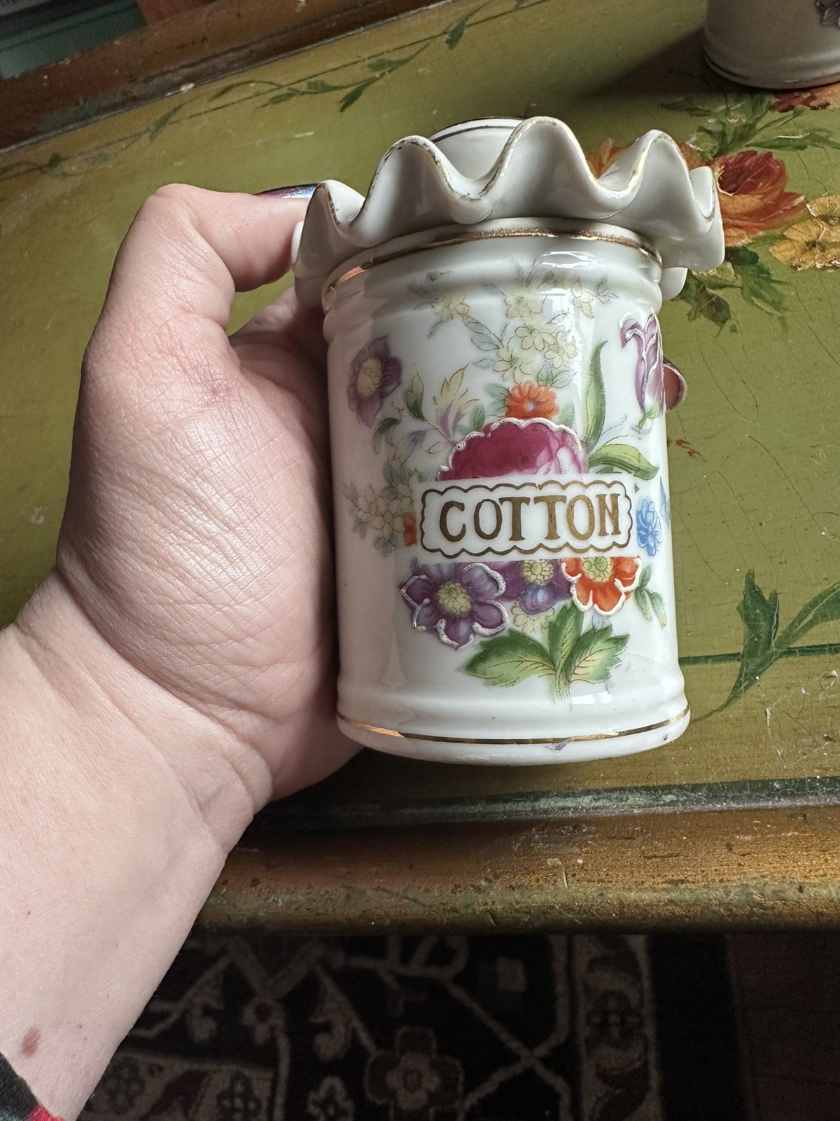 Sweet Set of 3 Vintage Apothecary Jars Cotton Aspirin adhesive Made in Japan