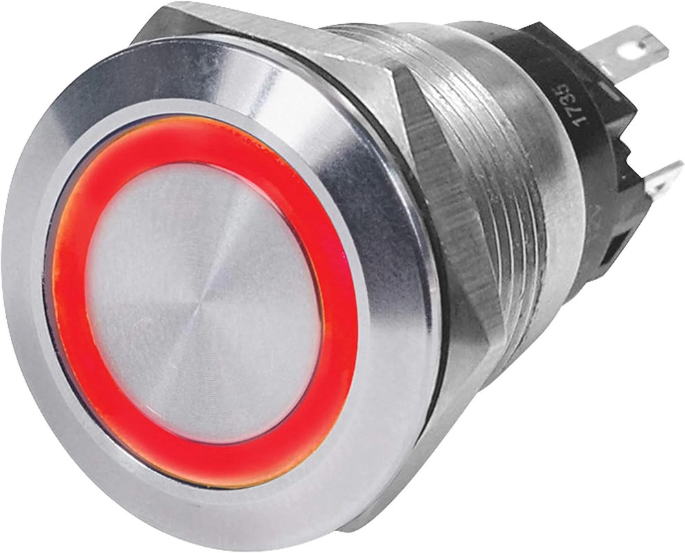 Blue Sea 10A Push Button LED Ring Switch Red