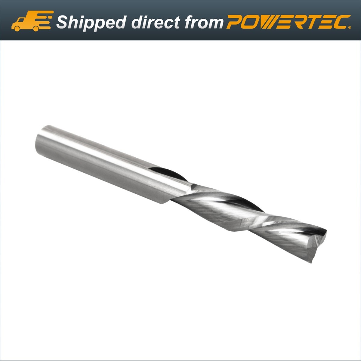 POWERTEC Solid Carbide Router Bit, Spiral Down Cut, 1/4" Shank x 1/4 Dia (73004)