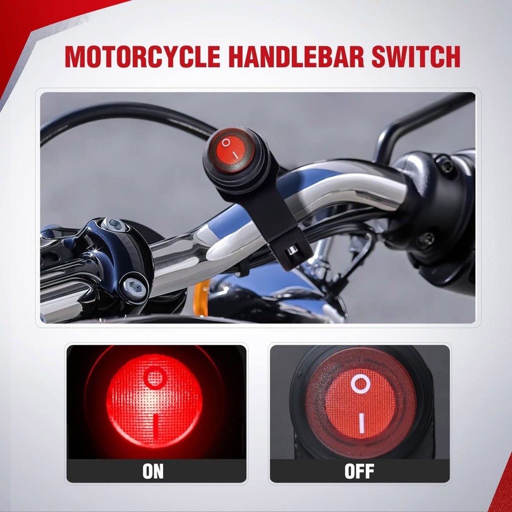 LED Motorcycle Switch ON OFF Handlebar Mount Push Button 12V Headlight Fog Light