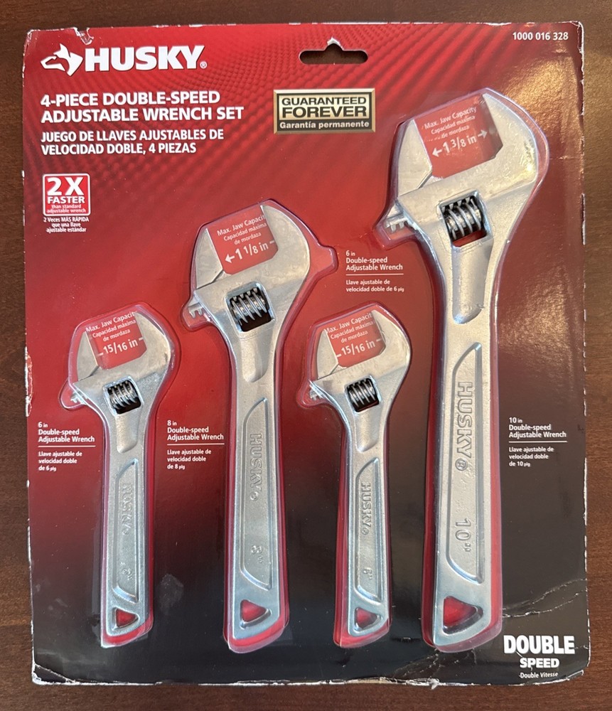 HUSKY 4-Piece Double-Speed Adjustable Wrench Set