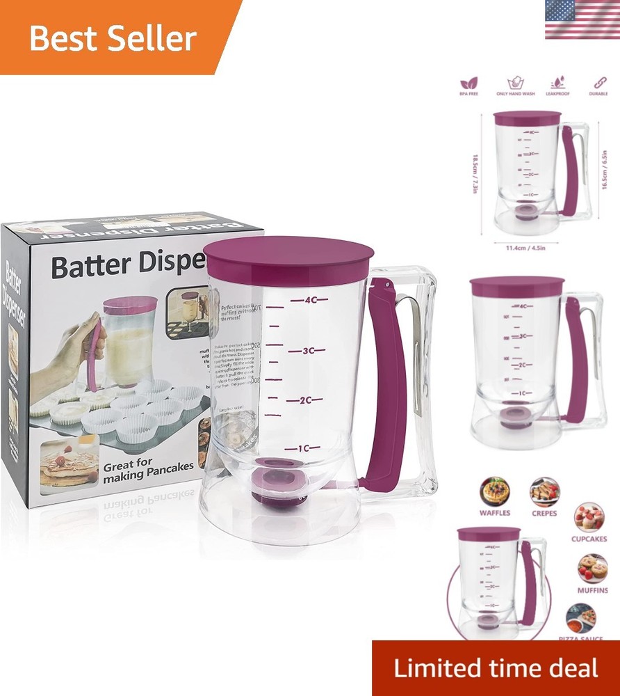 Pancake Cupcake Batter Dispenser, Bakeware Maker with Measuring Label, Perfec...