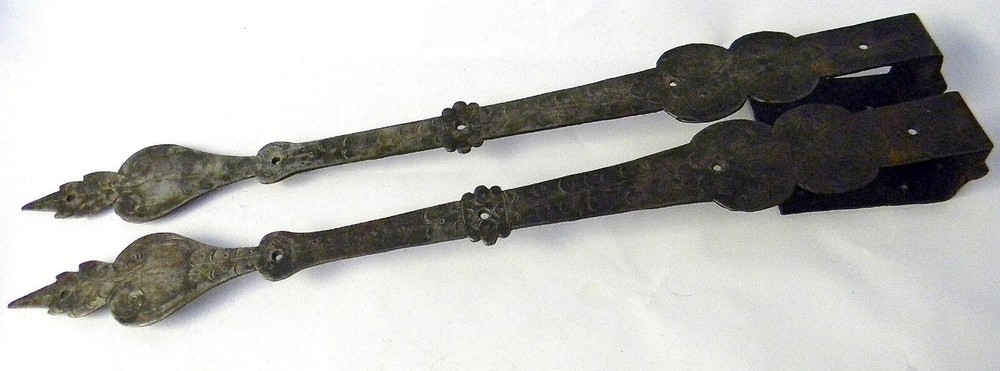 1 Pair Engraved Design 18th Century Offset Strap Hinges ~24" Long~
