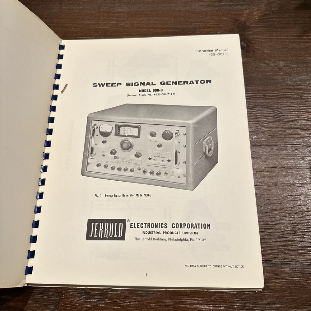 Jerrold Electronics Model 900B Sweep Signal Generator Instruction Manual